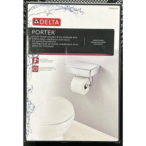Delta Toilet Paper Holder with Hidden Wipes Storage – Chrome Bathroom Fixture - Picture 1 of 6